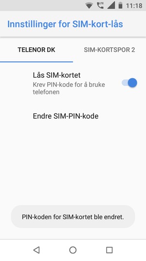 Din PIN-kode er endret