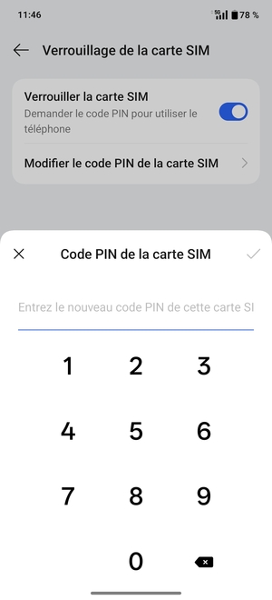 Veuillez confirmer votre nouveau code PIN de la carte SIM et sélectionner OK