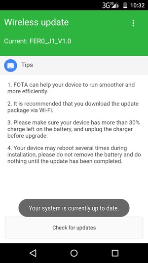 If your phone is up to date, you will see the following screen