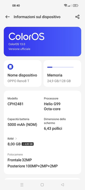Seleziona ColorOS