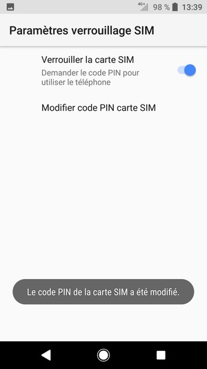 Votre code PIN de la carte SIM a été modifié