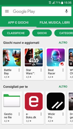 Seleziona la barra di ricerca