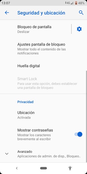 Desplácese y seleccione Ubicación