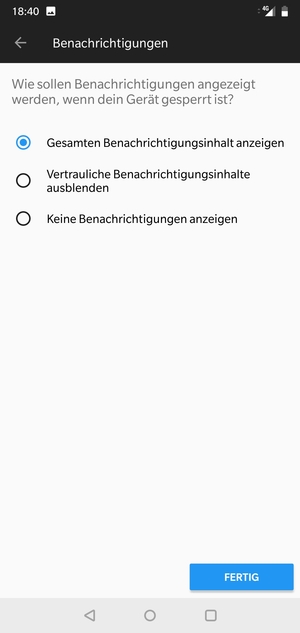 Wählen Sie die gewünschte Option und wählen Sie FERTIG