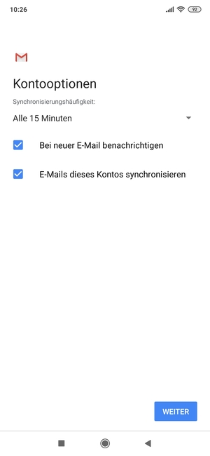 Wählen Sie WEITER