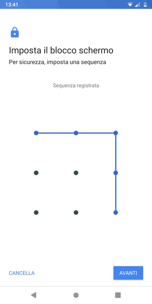 Disegna una sequenza di sblocco e seleziona AVANTI