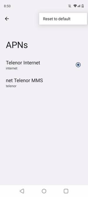 Select Reset to default
