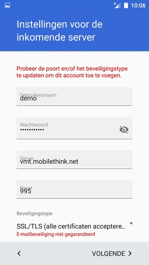 Selecteer Beveiligingstype