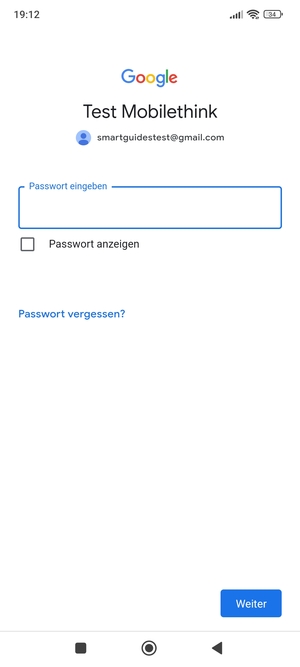 Geben Sie Ihre Gmail Passwort ein und wählen Sie Weiter