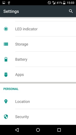 Scroll to and select Battery