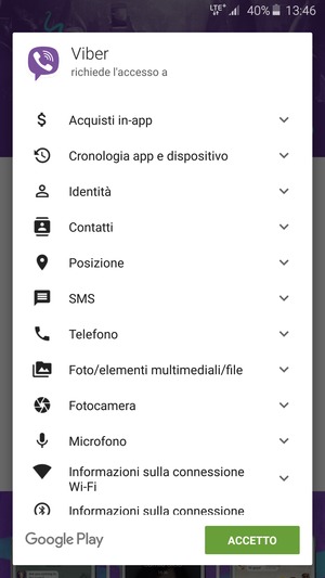 Seleziona ACCETTO