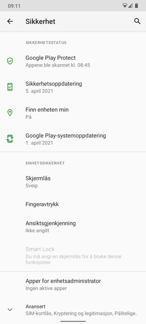 Velg Skjermlås