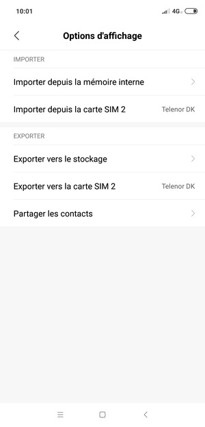 Sélectionnez Importer depuis la carte SIM