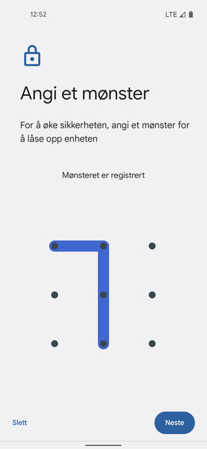Tegn et opplåsingsmønster og velg Neste