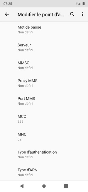 Faites défiler vers le bas et saisissez les informations MMS