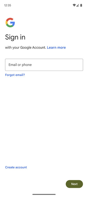 Enter your email address and select Next