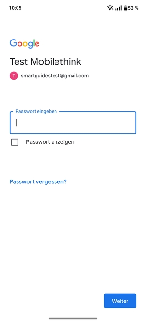 Geben Sie Ihre Passwort ein und wählen Sie Weiter