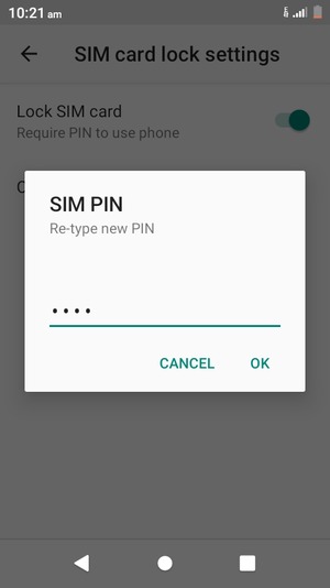 Confirm your new SIM PIN and select OK
