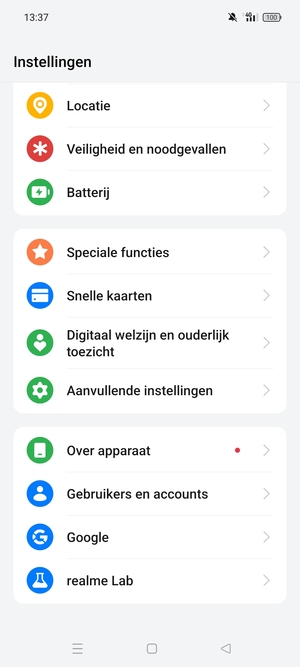 Scroll naar en selecteer Over apparaat