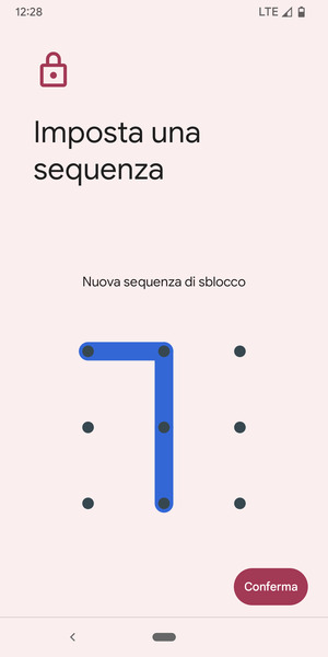 Disegna nuovamente la sequenza di sblocco e seleziona Conferma