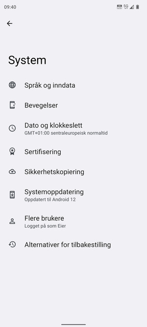Velg Systemoppdatering