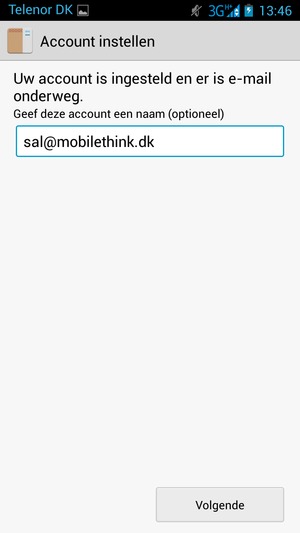 Geef uw account een naam en selecteer Volgende / Gereed