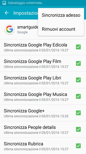 Seleziona Sincronizza adesso
