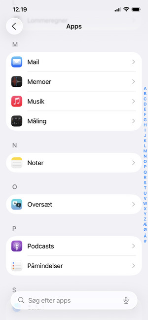 Scroll til og vælg Mail