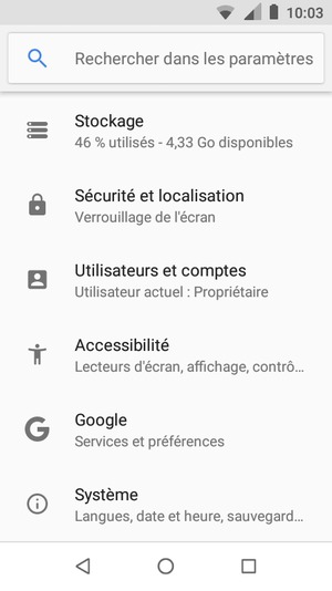 Faites défiler et sélectionnez Sécurité et localisation