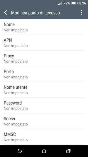 Inserisci le informazioni di Internet
