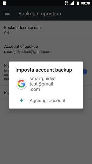 Seleziona il tuo account di backup