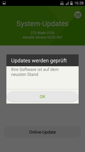 Falls Ihr Handy aktualisiert ist, wählen Sie OK