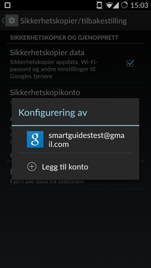 Velg sikkerhetskopi-kontoen din