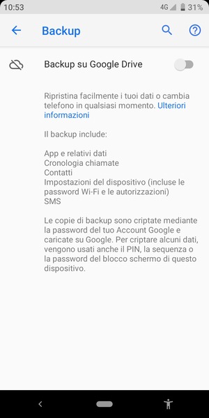 Attiva Backup su Google Drive