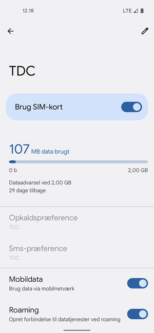 Slå Roaming til eller fra