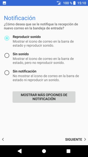 Seleccione la opción deseada y seleccione SIGUIENTE