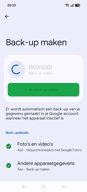Wacht tot de back-up beëindigd is