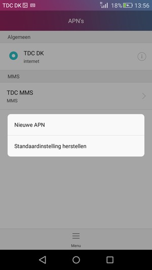 Selecteer Menu en Standaardinstelling herstellen