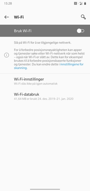 Slå på Bruk Wi-Fi