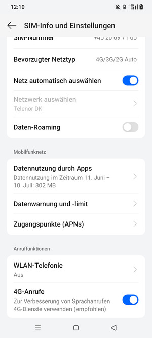 Scrollen Sie und wählen Sie Zugangspunkte (APNs)