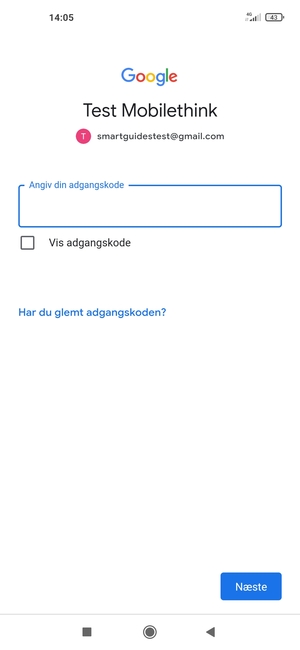 Indtast din Gmail adgangskode og vælg Næste