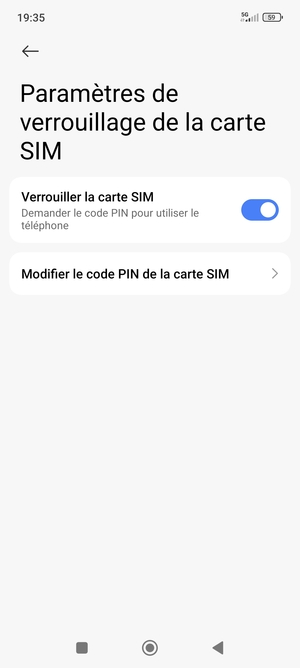 Sélectionnez Modifier le code PIN de la carte SIM