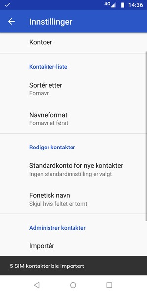 Kontaktene dine vil bli lagret på din Motorola