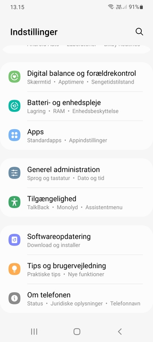 Scroll til og vælg Softwareopdatering