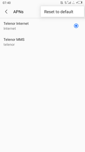 Select Reset to default