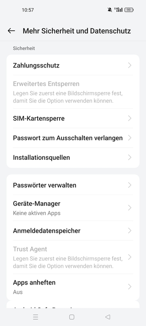 Scrollen Sie und wählen Sie SIM-Kartensperre
