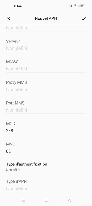 Faites défiler vers le bas et saisissez les informations Internet