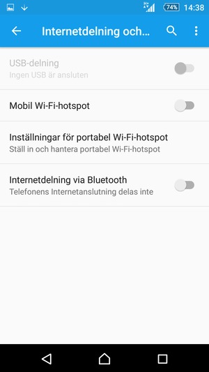 Välj Inställningar för portabel Wi-Fi-hotspot