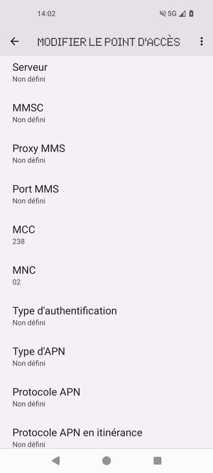 Faites défiler vers le bas et saisissez les informations MMS