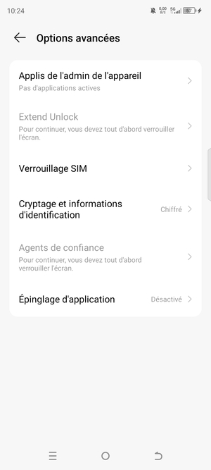 Sélectionnez Verrouillage SIM
